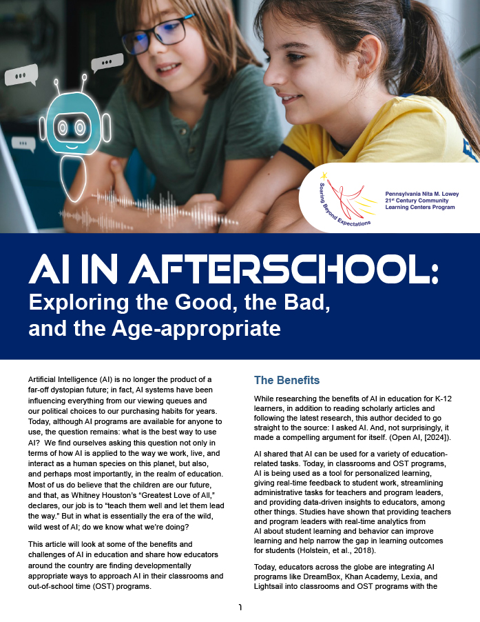 screenshot of AI in Afterschool: Exploring the Good, the Bad, and the Age-appropriate